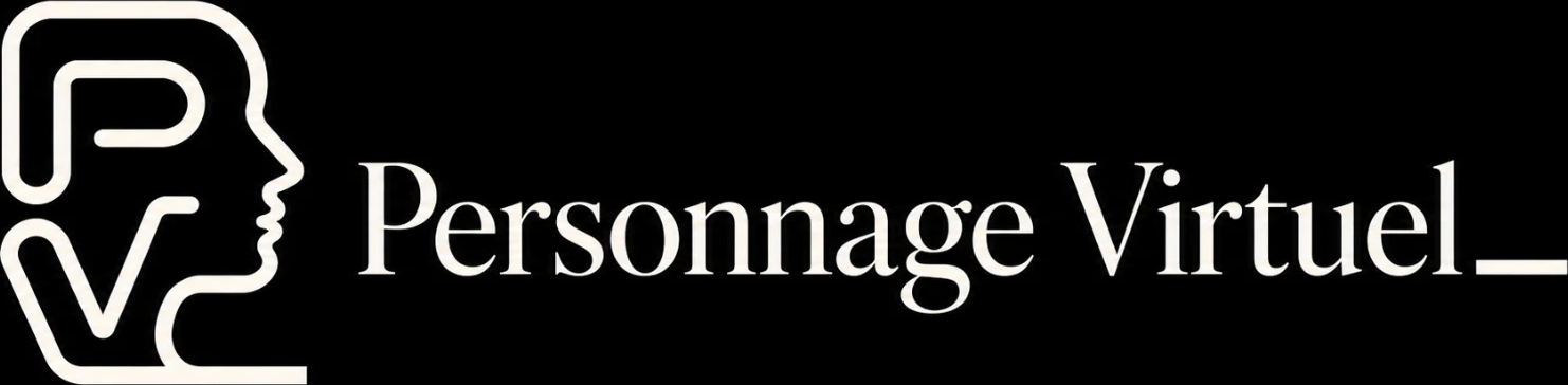 PersonnageVirtuel.fr — logo monochrome